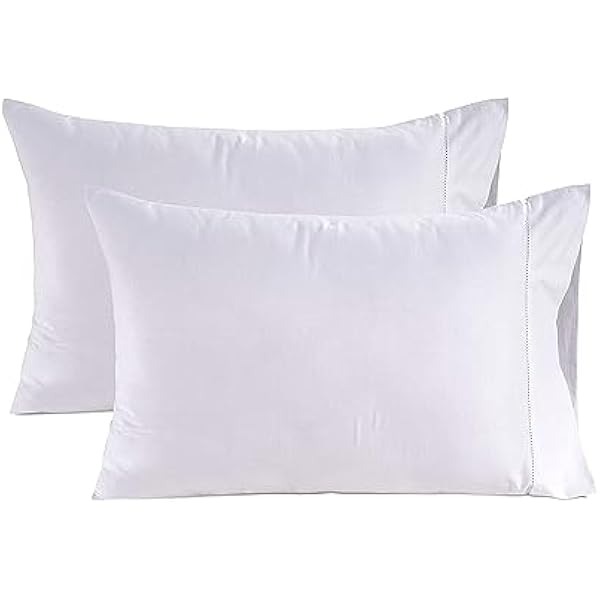 King Size Pillow Case Set of 2 100% Egyptian Cotton Cases 1000 Thread Count Sateen White Cooling Cover - Perfect for Home Hotels & Hospital Use