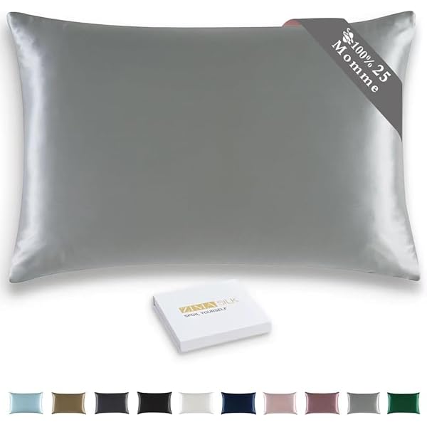 25 Momme 100% Pure Mulberry Silk Pillowcase for Hair and Skin Care, Highest Grade 6A Pillow Cases for Women, Long-Lasting Durablity, Gift for Women Men, 1Pc (Standard 20"x26", Iron Gray)
